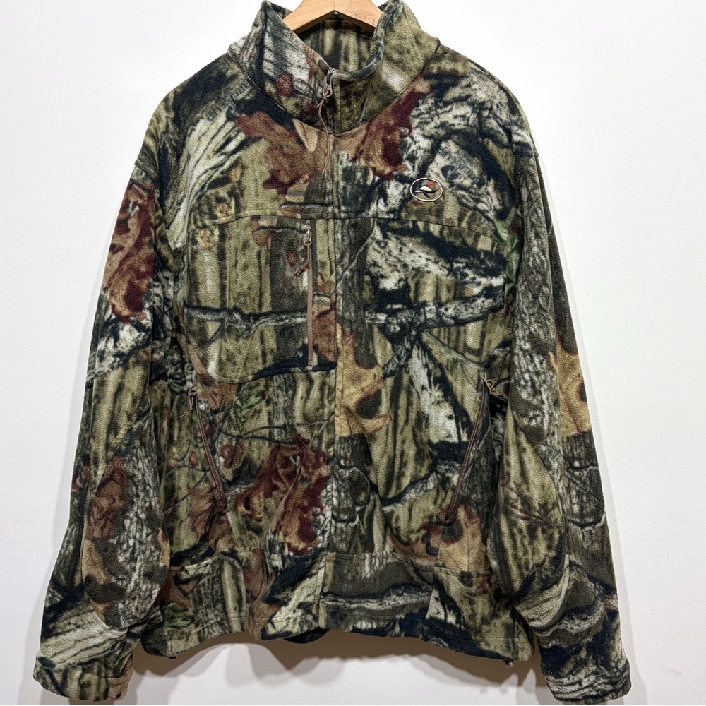 Redhead Men Vintage Camo Fleece Jacket Brown Green Hunting Outdoor Gorp Size 2XL